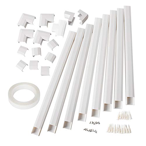 Cable Management Channel - CMC-02 Cord Organizing On-Wall Cover Raceway Kit - 125.6" Cables Concealer Hide Wires for Wall Mount TV, Computers at Home or in the Office -8 x 15.7", White
