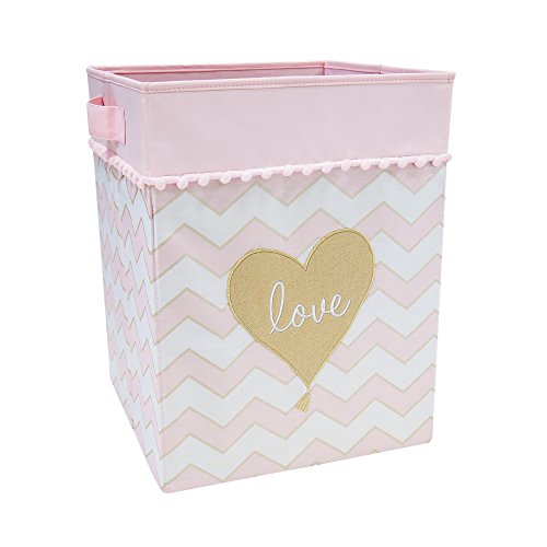 Lambs & Ivy Baby Love Storage/Hamper - Gold/Pink/White Heart Love Theme