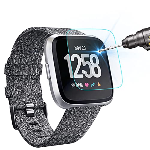 KIMILAR [3-Pack] Screen Protector Compatible with Fitbit Versa/Versa Lite Smart watch, Waterproof Tempered Glass Screen Protector [9H Hardness] [Crystal Clear] [Scratch Resist], Not Fit Versa 2