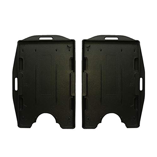 TownTrek ID Badge Card Holder 2 Sided Open Face Hard Rigid Plastic Black Color Vertical or Horizontal Direction 2 Pack