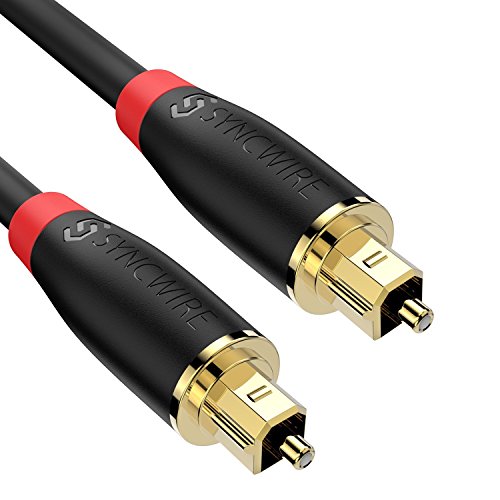 Optical Cable(3M) - Syncwire 24K Gold-Plated Optical Digital Audio Cable Toslink Lead for [S/PDIF] LG/Samsung/Sony/Philips Sound Bar, Smart TV, Home Theater, PS4, Xbox & PlayStation - Black