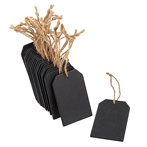 Juvale Chalkboard Tags - 24-Piece Hanging Wooden Mini Chalkboard Signs, Ideal Price Tags, DIY Kids Crafts, Decorative Labels, Message Tags, 2 x 3.1 inches