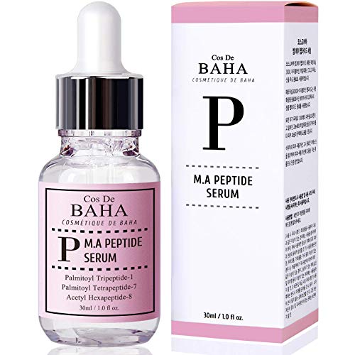 Biologique Peptide Face Serum par CosDeBAHA , Matrixyl3000 Argirelineavec hyaluronique,anti-âge etanti-rideshydratant pour le visage pour les signes du vieillissement rides , ingrédients organiques, sans Praben , 30ml
