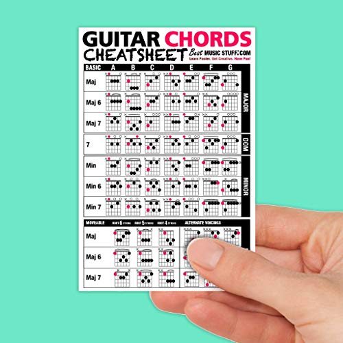 Book Cover Guitar Chords Cheatsheet Laminated Pocket Reference â€¢ Best Music Stuff (LARGE - 6-in x 9-in)