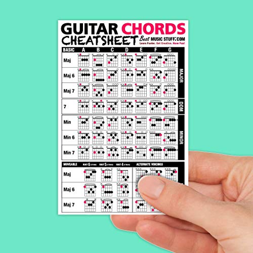 Guitar Chords Cheatsheet Laminated Pocket Reference â€¢ Best Music Stuff (LARGE - 6-in x 9-in)