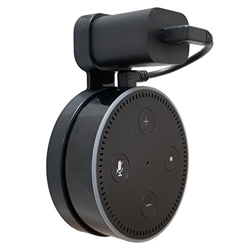 Dot Genie Affordable Essentials Outlet Wall Mount Hanger Stand for Amazon Echo Dot 2nd Generation, The Slimmest Low-Profile Mount Available (Black, 1-Pack)