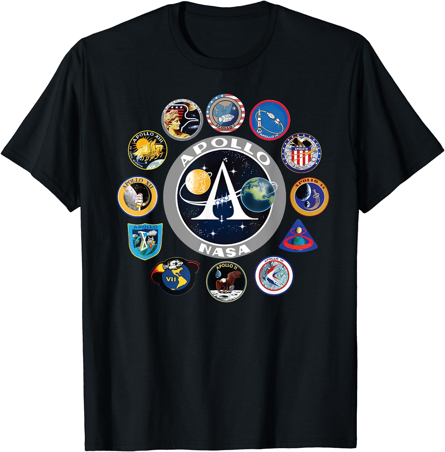 Apollo Missions Patch Badge, NASA Space Program T-Shirt