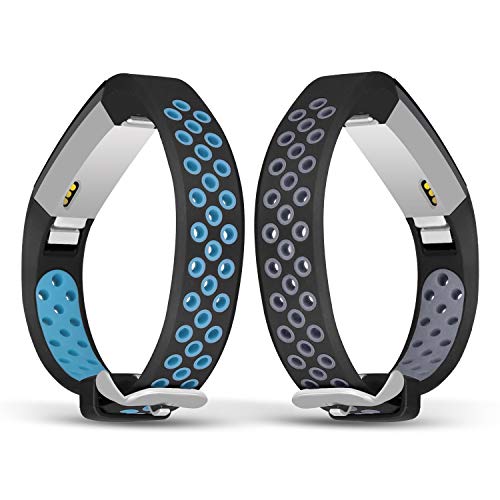 Jobese Compatible with Fitbit Alta/Alta Hr/Ace Band, Two-Tone Soft Breathable Band Compatible with Fitbit Alta/Alta Hr/Ace Silicone Accessories Replacement Wristbands Women Men Black Gray