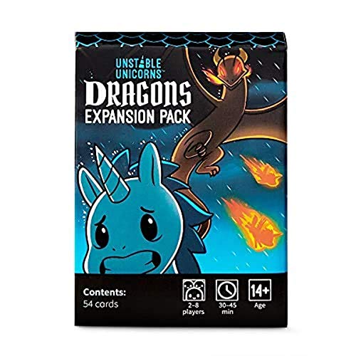 Unstable Unicorns TEE3681UUEXP1-12 Dragons Expansion Pack-Designed to be Added Card Game, Mixed Colours