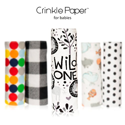 Hyak Designs Crinkle Paper for Babies | Sensory Development Toy | Baby Boy Girl | Modern Minimalist Crinkly Toy | Toddler Toy | Made in America Monochrome Infant Soother (Wild Ones) -1 Paper