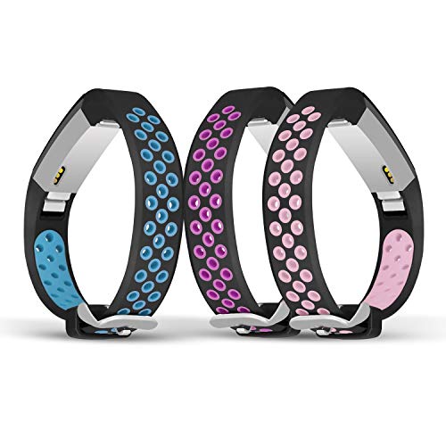 Jobese Compatible with Fitbit Alta Bands & Alta Hr & Fitbit Ace Bands, (3 Pack) Two-Tone Soft Breathable Bands Compatible with Fitbit Alta/Alta Hr/Ace Silicone Replacement Wristbands Women Men