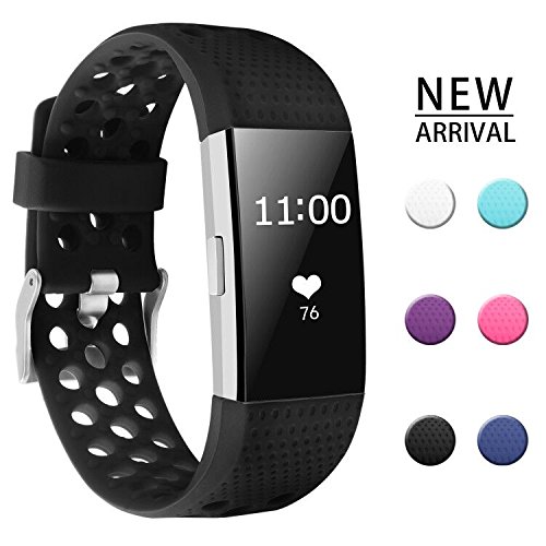 POY Replacement Bands Compatible for Fitbit Charge 2, Adjustable Breathable Wristbands with Air Holes Straps