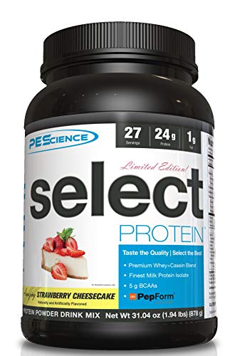 PEScience Select Protein Powder, Strawberry Cheesecake, 27 Serving, Whey and Casein Blend