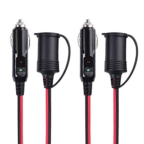 Book Cover Cable Matters 2-Pack 12V Cigarette Socket Extension Cord 15 ft (12V Extension Cord) with 15A Fuse and LED Indicator Light