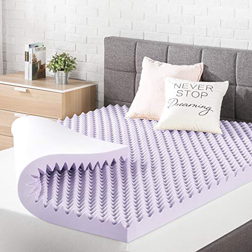 Book Cover Best Price Mattress 3 Inch Egg Crate Memory Foam Mattress Topper with Soothing Lavender Infusion, CertiPUR-US Certified, King