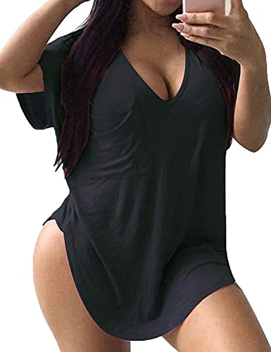 ALLEGRACE Womens Casual Scoop Collar Plus Size T Shirts Summer Tops Tee