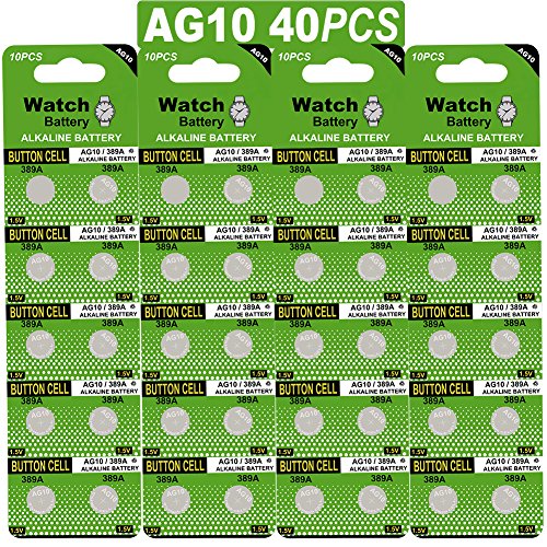 40 Pack Watch Alkaline Battery Button Cell LR1130 AG10 Pack of 40 Batteries