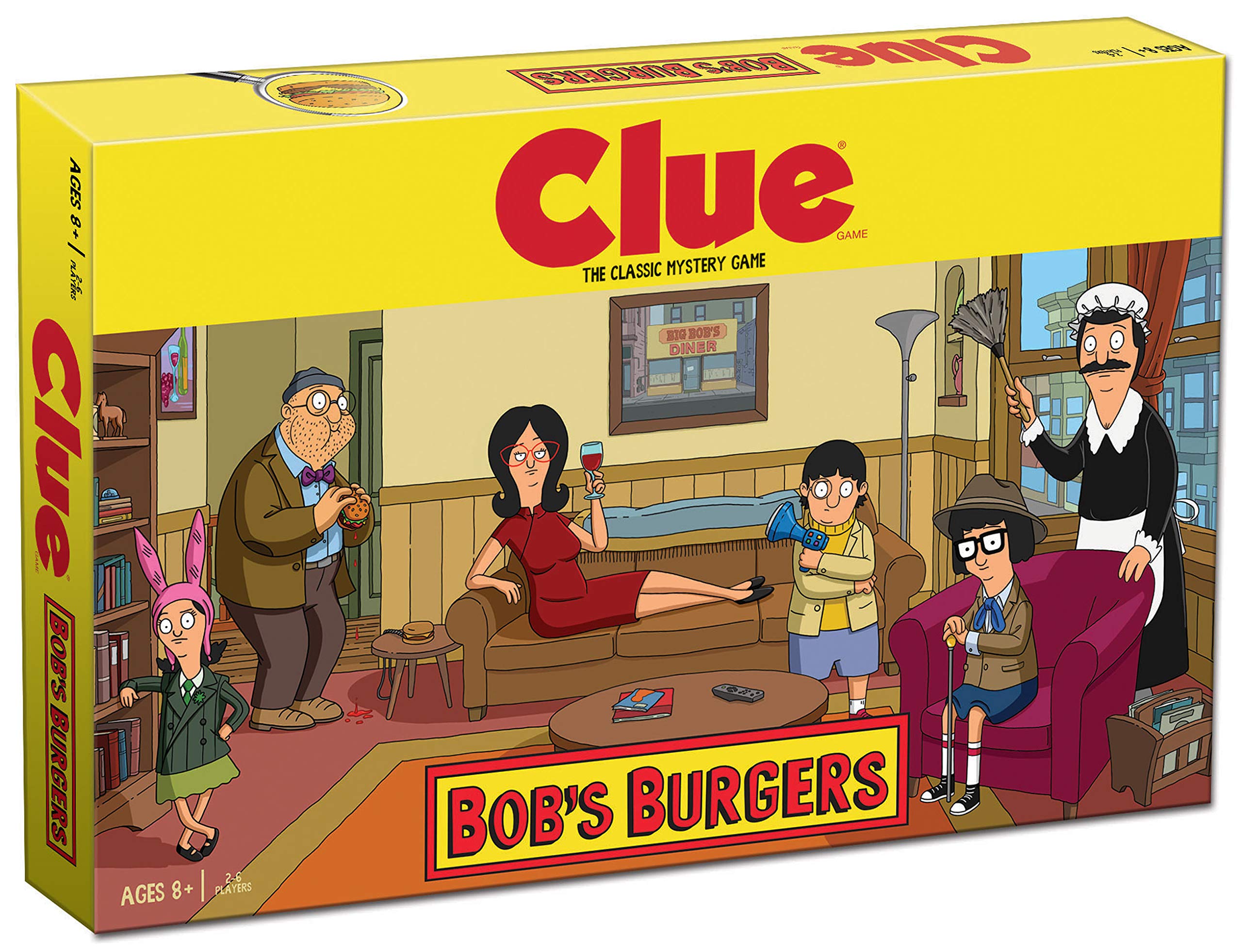 Book Cover Clue Bobs Burgers Board Game | Themed Bob Burgers TV Show Clue Game | Officially Licensed Bob's Burgers Game | Solve The Mystery in This Unique Clue take on The Classic Board Game