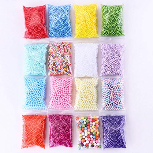 Book Cover Tawadi Foam Beads for Slime - 3 Size Craft Foam Balls for DIY Crafts Supplies -16 Pack Slime Beads for Homemade Slime Making - Floam Beads for Soft Clay and Home Decoration (16 Pack)