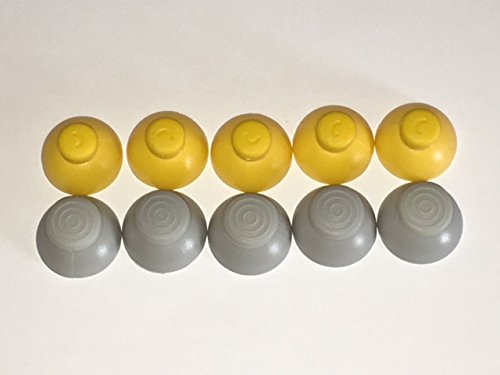 TBGS - 10 Piece Bundle Replacement Nintendo Gamecube Joystick Analog Stick Cap Covers (5 Gray Left Cap Covers + 5 Yellow Right Cap Covers)