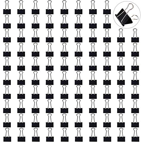 Book Cover DSTELIN Mini Binder Clips 3/4-Inch Small Black Paper Clamps for Office Supplies,96-Pack (19mm)