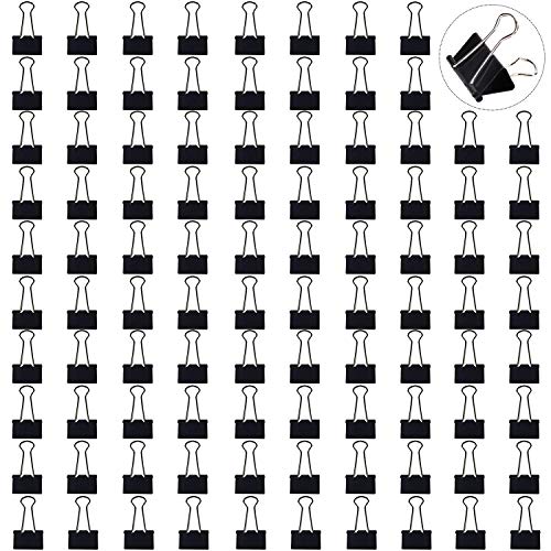 DSTELIN Mini Binder Clips 3/4-Inch Small Black Paper Clamps for Office Supplies,96-Pack (19mm)