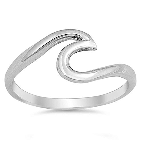 Oxford Diamond Co Wave Design .925 Sterling Silver Ring Sizes 2-12 Choose Your Color