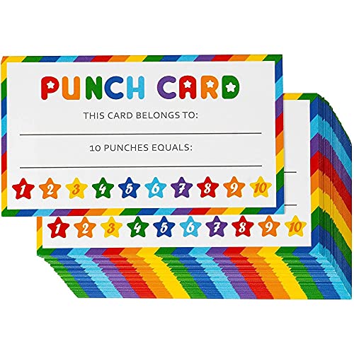 Juvale Rainbow Punch Card for Kids, Classroom Incentive Rewards (3.5 x 2 in, 60 Pack)
