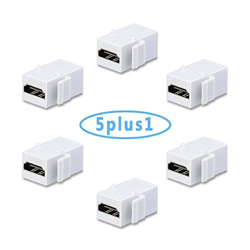 HDMI Keystone Jack, AVACON 5 Pack HDMI Keystone Insert Female to Female Coupler Adapter (White)