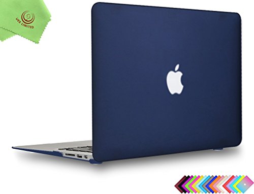 Book Cover MacBook Air 13 inch Case, UESWILL Smooth Soft-Touch Matte Hard Shell Case Cover for 2008-2017 MacBook Air 13 inch (Model A1466 / A1369) + Microfibre Cleaning Cloth, Navy Blue