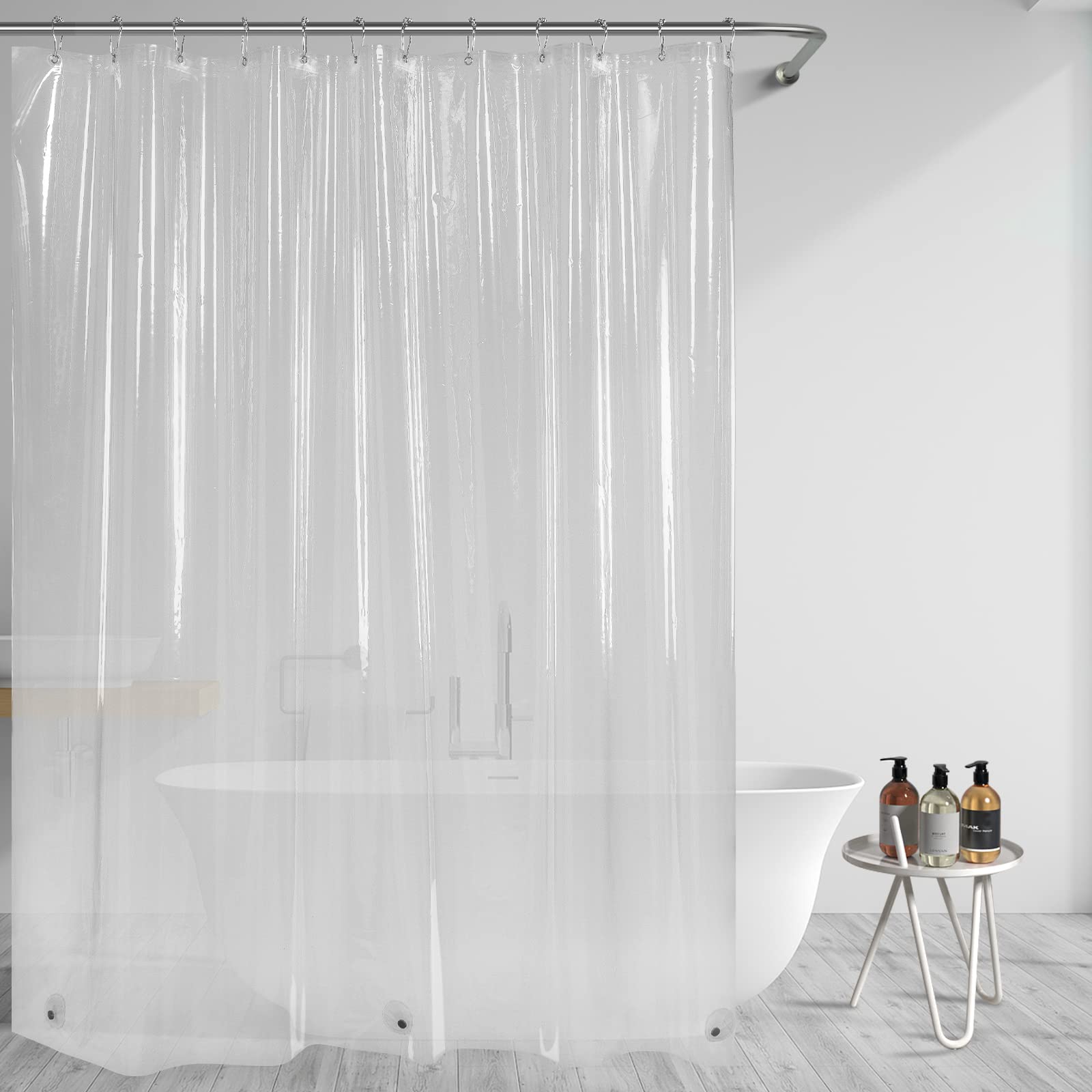 Amazer Clear Shower Curtain Liner, Extra Long Shower Liner 72 x 84 Inches PEVA 5G Stall Plastic Shower Curtains for Bathroom with 3 Magnets, Tall Shower Curtain Liner 84 Inches Long Clear 72 x 84 inches