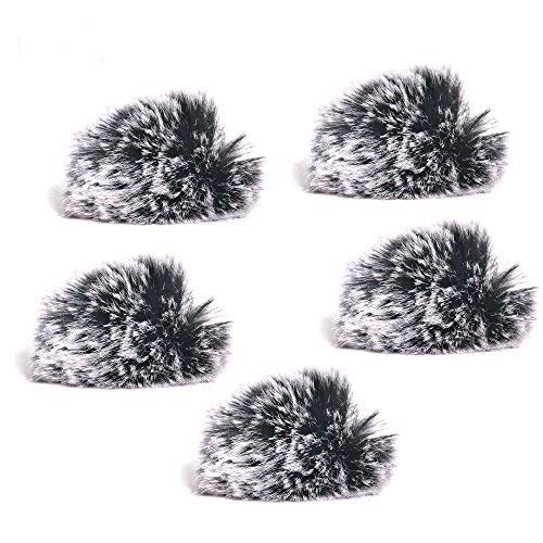 Bestshoot MW-1 5 Packs Lavalier Microphone Wind Screen Furry Muffs Diameter 1cm Fits Most Lapel Clip Lav. GoPro Microphone Comica Takstar Audio Technica ATR-3350 Pro 70 Movo Saramonica Boya