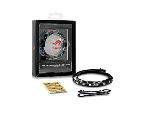 ASUS ROG Addressable RGB 5050 LED 60cm Lighting Strip with Magnetic Backing and Adhesive Strips for use with Aura Sync RGB (3-Pin addressable LED headers ONLY)