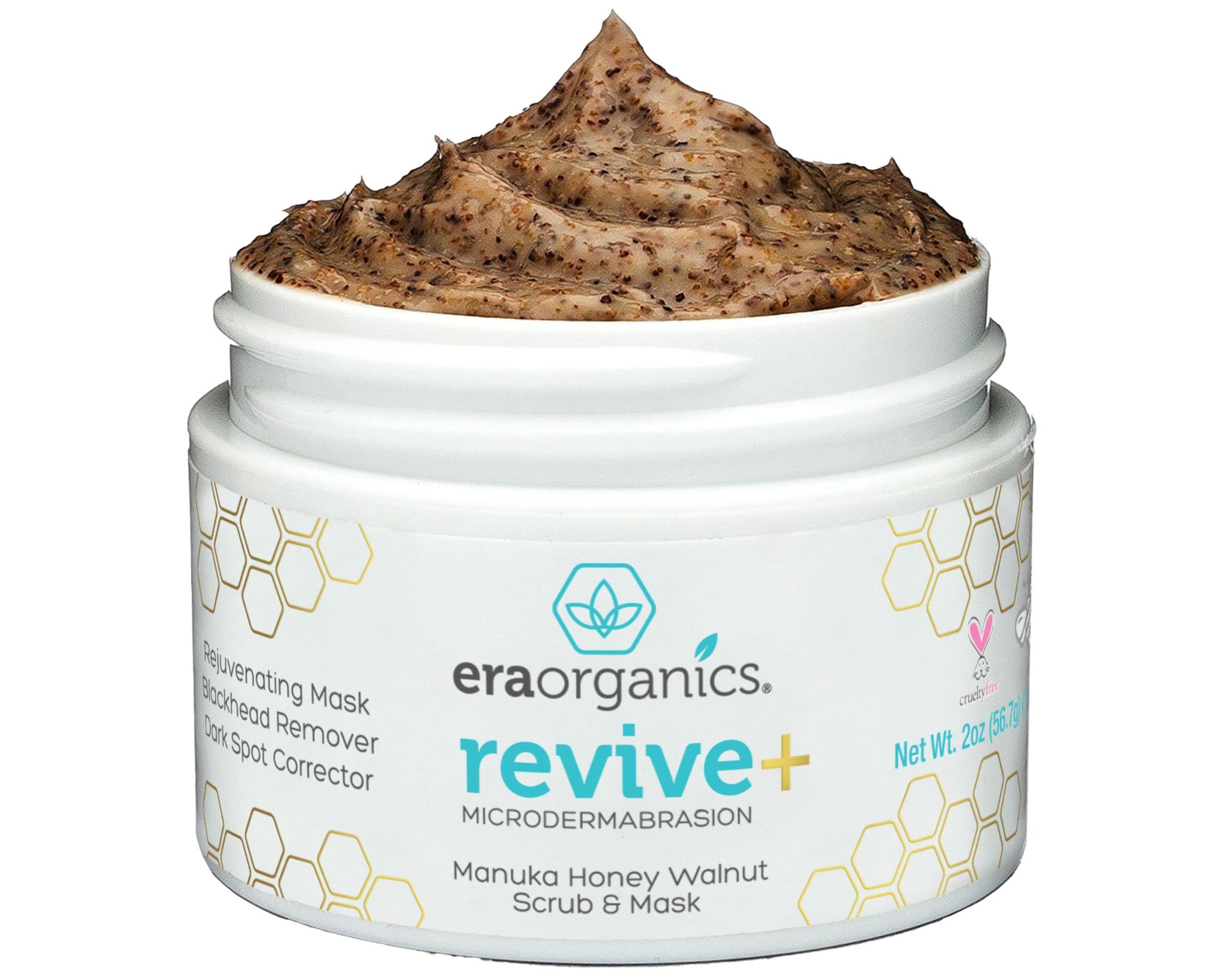 Era Organics Microdermabrasion Facial Scrub & Face Exfoliator - Spa Quality Exfoliating Face Mask with Manuka Honey & Walnut - Moisturizing Facial Exfoliant for Dry Skin, Blackheads & Wrinkles (2 oz) 2 Ounce (Pack of 1)