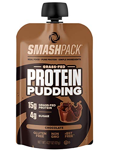 Book Cover SmashPack Chocolate Protein Pudding Pouch 6 Pack | 15g Grass-Fed Protein, 4g Sugar | Keto Friendly, Gluten Free, Soy Free, Non-GMO, Low Carb Snack, Hormone Free | BPA Free Packaging | 4.27 oz Pouches