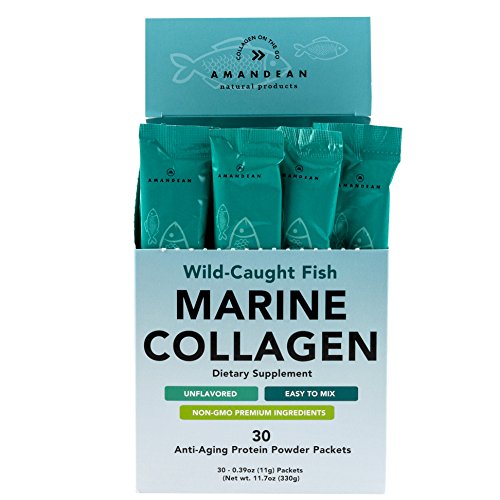 Book Cover Amandean Marine Collagen Peptides Stick Packs | Wild-Caught Fish | 30 Single Use Individual Convenience Packets | Anti-Aging, Paleo Friendly, Non-Gmo, Gluten Free, Unflavored, High Bioavailability Mix