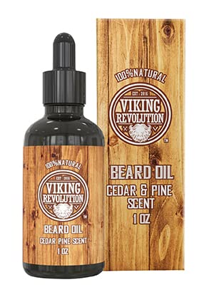 Viking Revolution Beard Oil Conditioner - All Natural Cedarwood & Pine Scent with Argan & Jojoba Oils - Softens & Strengthens Beards and Mustaches for Men (1 Pack)