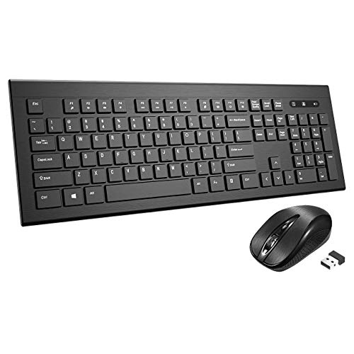 Book Cover Mpow Wireless Keyboard and Mouse Combo, Ultra-Thin Chiclet Keyboard and Mute Mouse, 2.4GHz 26ft Wireless Connection with USB Receiver for PC Desktop Computer Laptop Mac Tablet (Black)