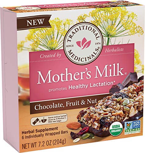 Book Cover Traditional Medicinals Mother's Milk Chocolate, Fruit & Nut Lactation Bars, 6 Count (Pack of 1)