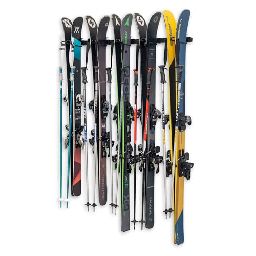 StoreYourBoard Ski and Snowboard Wall Storage Rack, Holds 10 Pairs, Ski Wall Mount, Home and Garage Storage Hanger