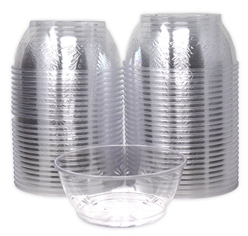 Hard Clear Plastic Dessert Bowls 6 Ounce, (Bulk 100 Pack) Premium Quality