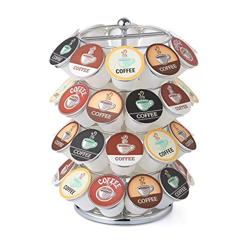 Book Cover Nifty K Cup Holder – Compatible with K-Cups, Coffee Pod Carousel | 40 K Cup Holder, Spins 360-Degrees, Lazy Susan Platform, Modern Chrome Design, Home or Office Kitchen Counter Organizer