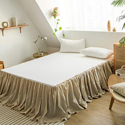 Book Cover Simple&Opulence 100% Belgian Linen Bed Skirt with Classic 14 inch Tailored Drop Dust Ruffle, Easy Fit Breathable Premium Natural Flax- Pleated Linen, Queen