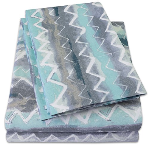 Book Cover 1500 Supreme Collection Extra Soft Summerset Ocean Vibe Chevron Pattern Sheet Set, Queen - Luxury Bed Sheets Set with Deep Pocket Wrinkle Free Hypoallergenic Bedding, Trending Printed Pattern, Queen