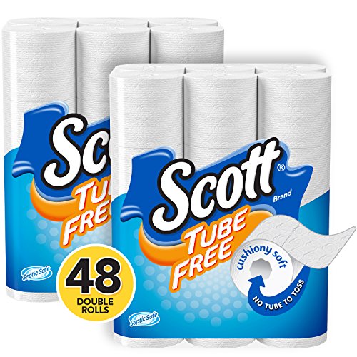 Book Cover Scott Tube-Free Toilet Paper, Toilet Paper Rolls, Bath Tissue,48 Count, Pack of 2