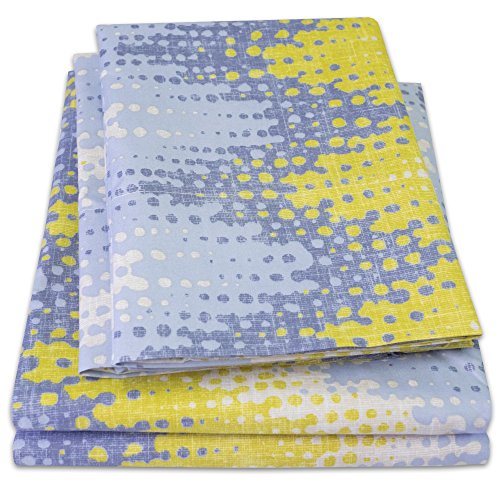 Book Cover 1500 Supreme Collection Extra Soft Malibu Bright Yellow Blending with Gray Chevron Pattern Sheet Set, Queen Bed Sheets Set with Deep Pocket Wrinkle Free Hypoallergenic Bedding, Queen Size