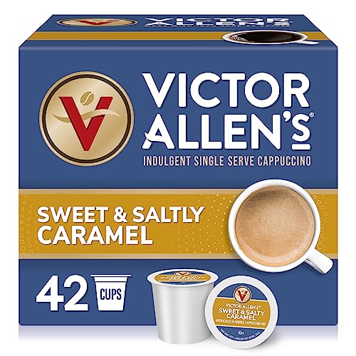 Book Cover Victor Allen's Coffee Sweet and Salty Caramel Flavored Cappuccino Mix, 42 Count, Single Serve K-Cup Pods for Keurig K-Cup Brewers Brewers