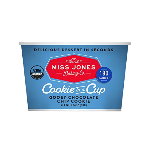 Miss Jones Baking Organic Cookie In A Cup, Microwave in Under a Minute, Quick Mix, Less Mess Than a Mug: Gooey Chocolate Chip Cookie (Pack of 4)