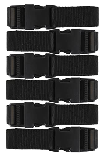 Book Cover Harrier Hardware Utility Strap with Quick-Release Buckle, Black, 72-Inch, 6-Pack