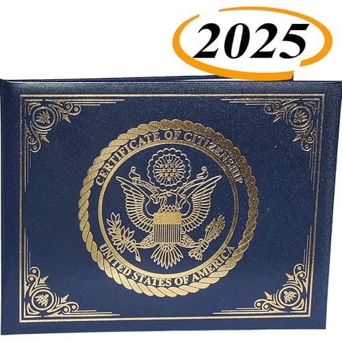 U.S. Citizenship and Naturalization Certificate Holder. Gold American Eagle logo 'Certificate of Citizenship', Padded with cover